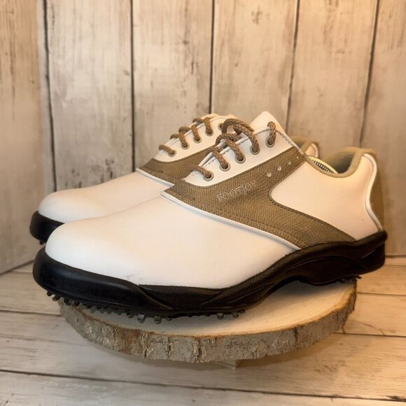 FootJoy Shoes - Footjoy Greenjoys Womens Golf Shoes White Beige 48401 Lace Up Spikes Size 8 M